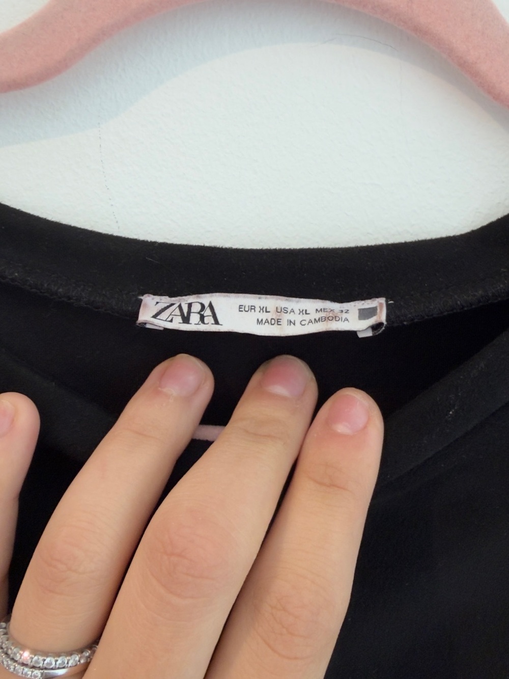 Zara Black Short Sleeve Embellished Tee - Picture 3 of 4